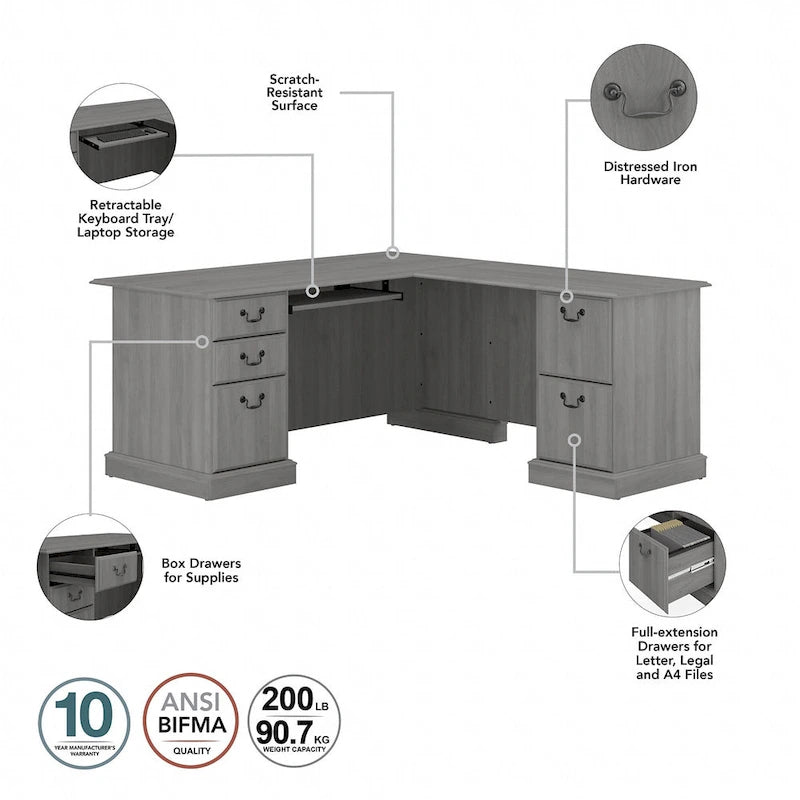 Ensemble bureau d'angle et bibliothèque Saratoga