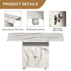 Îlot de cuisine roulant et pliant en bois 47 avec étagère de rangement et armoire