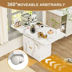 Îlot de cuisine roulant et pliant en bois 47 avec étagère de rangement et armoire