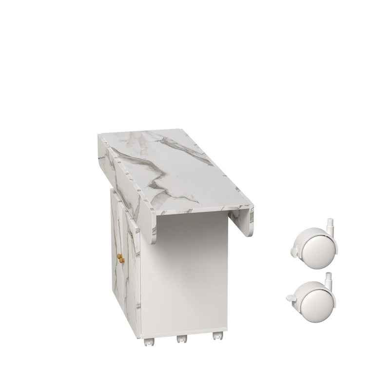 Îlot de cuisine roulant et pliant en bois 47 avec étagère de rangement et armoire