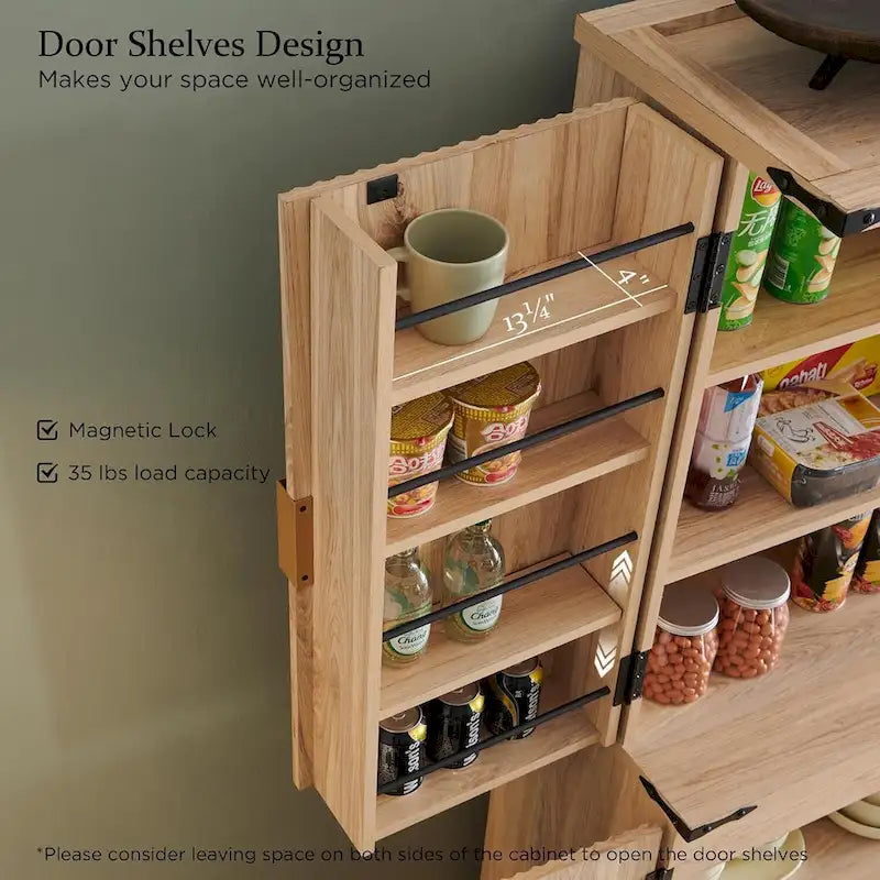 Armoire de rangement moderne de 183 cm de hauteur avec 4 portes et cannelures