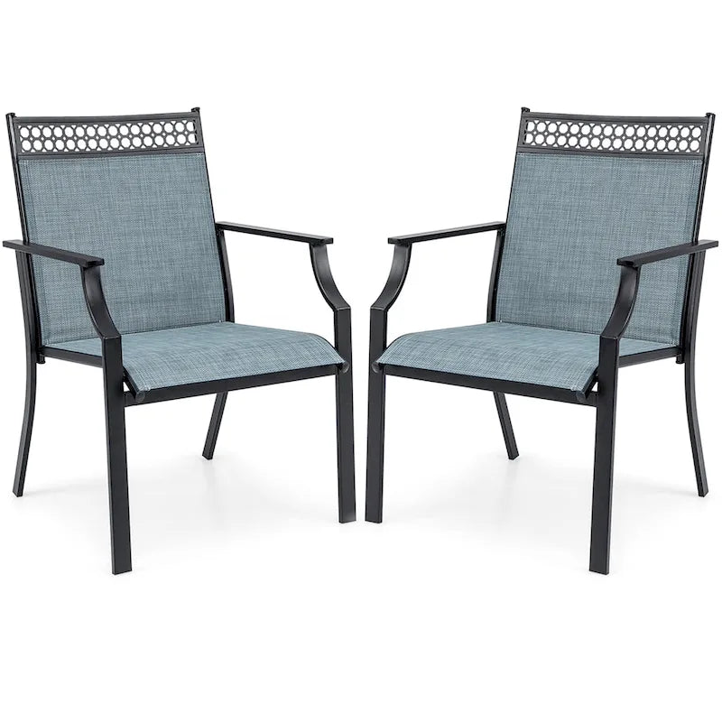 Costway Patio Chairs Set of 2 with All Weather Breathable Fabric High - See Details