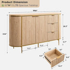 60 Modern Fluted Buffet Cabinet, Buffet Table, Coffee/Wine Bar