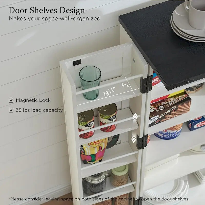 47 armoire de cuisine de ferme, buffet de rangement avec portes de grange - N/A