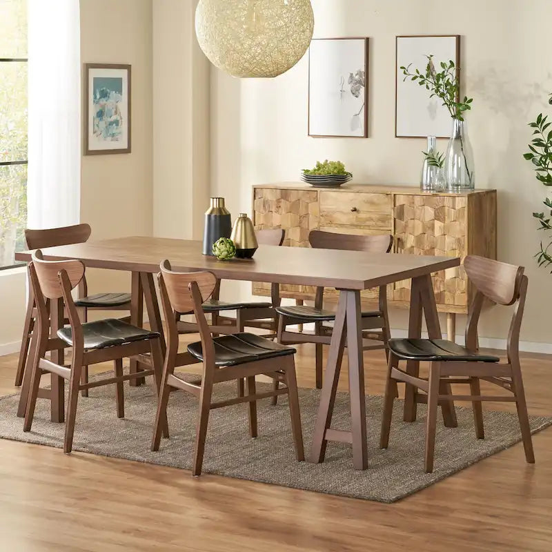 Anise Mid-Century Modern 7 Piece Dining Set with A-Frame Table by Christopher Knight Home