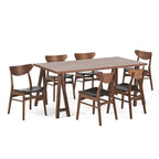 Ensemble de salle à manger 7 pièces Anise de style Mid-Century Modern avec table à piètement en A