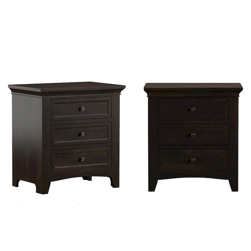 Table de chevet modulaire en bois à 3 tiroirs avec station de charge