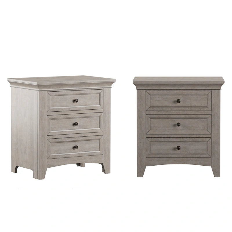 Table de chevet modulaire en bois à 3 tiroirs avec station de charge