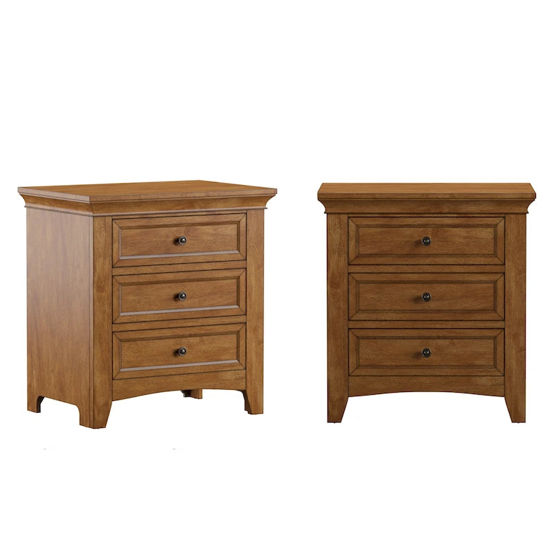 Table de chevet modulaire en bois à 3 tiroirs avec station de charge