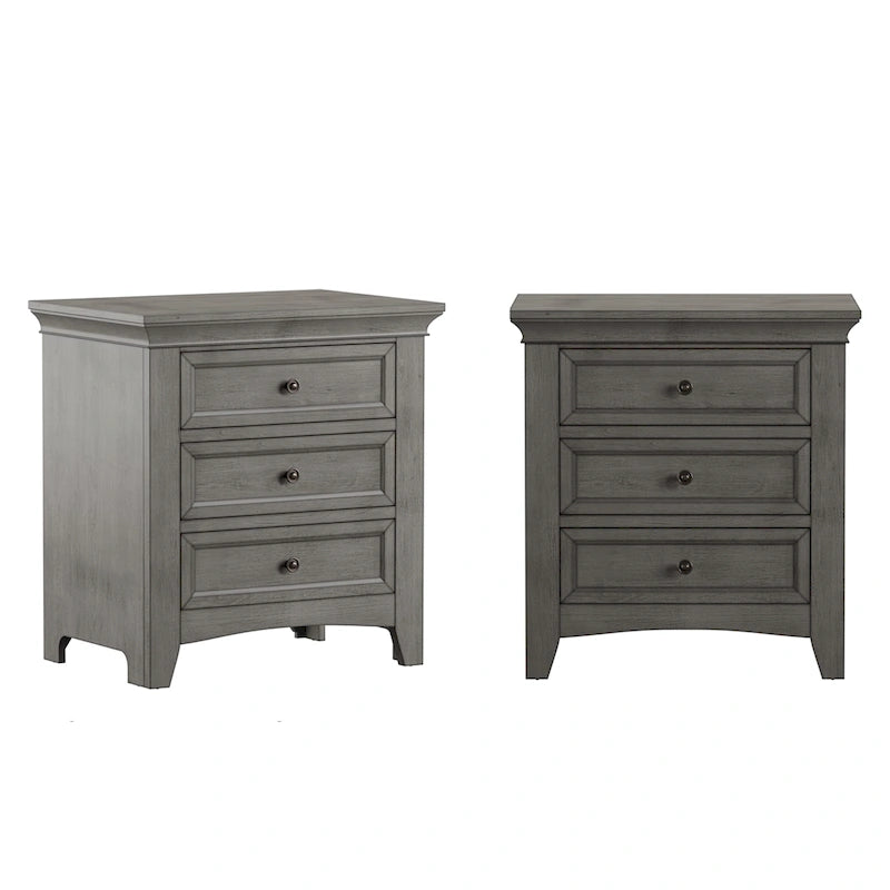 Table de chevet modulaire en bois à 3 tiroirs avec station de charge