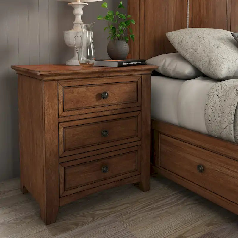 Varenna 3-Drawer Wood Modular Storage Nightstand with Charging Station
