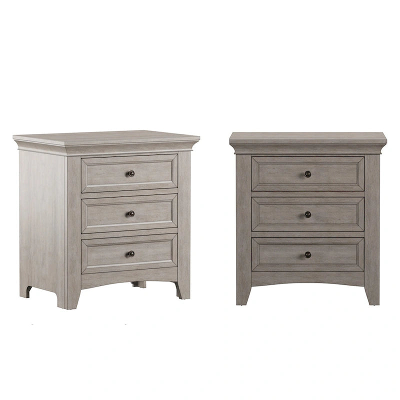 Table de chevet modulaire en bois à 3 tiroirs avec station de charge