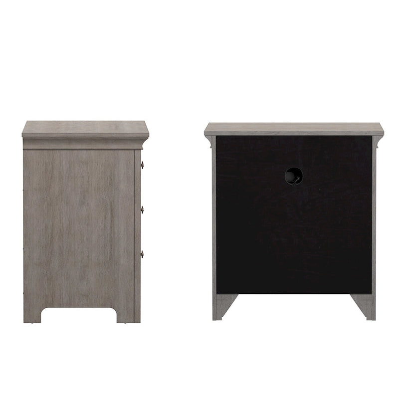 Table de chevet modulaire en bois à 3 tiroirs avec station de charge