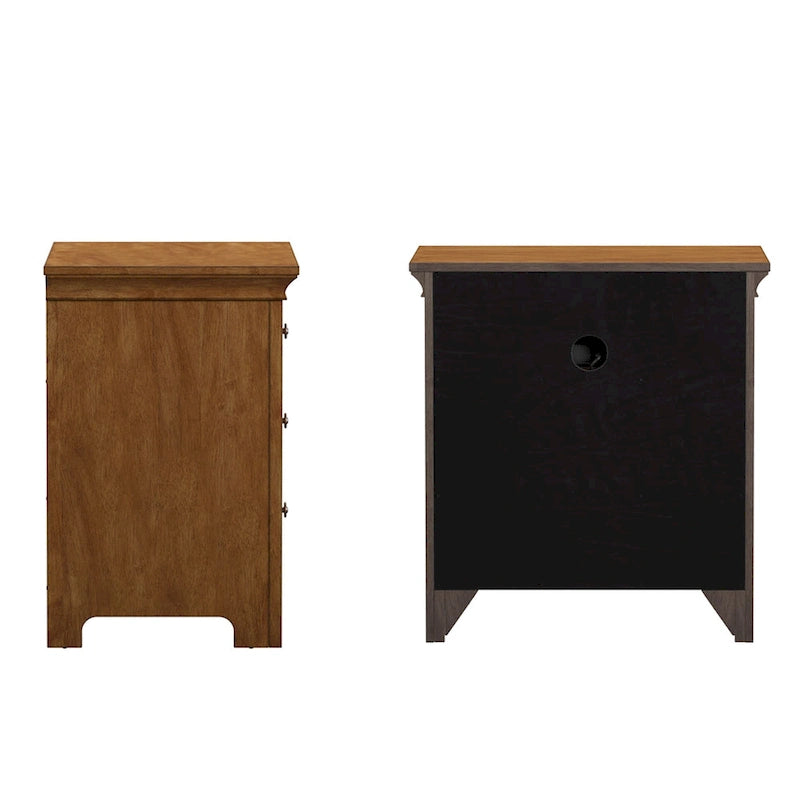 Table de chevet modulaire en bois à 3 tiroirs avec station de charge