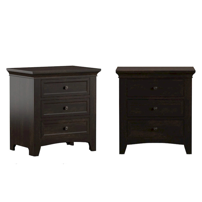 Table de chevet modulaire en bois à 3 tiroirs avec station de charge