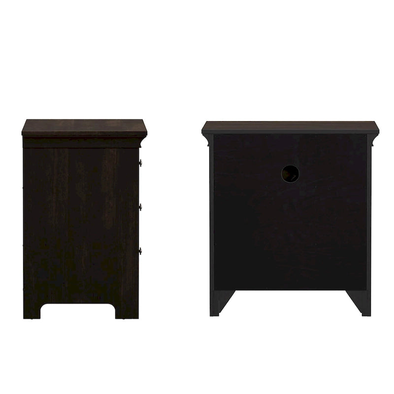 Table de chevet modulaire en bois à 3 tiroirs avec station de charge