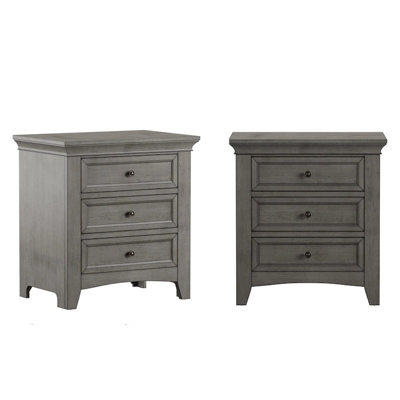 Table de chevet modulaire en bois à 3 tiroirs avec station de charge