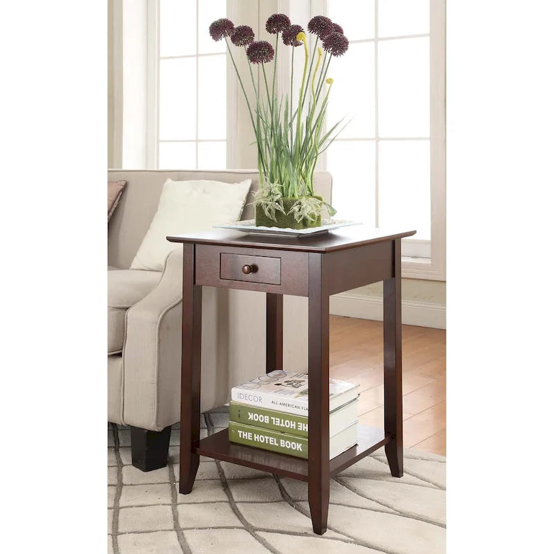 Convenience Concepts American Heritage 1 Drawer End Table with Shelf