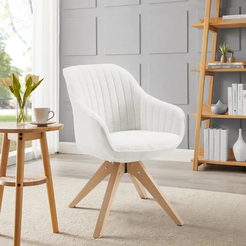 Art Leon Classical Swivel Office Accent Chair with Wood Legs