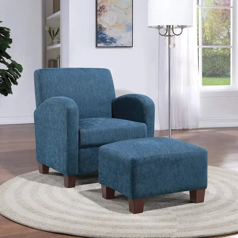 Fauteuil et pouf Aiden avec pieds espresso
