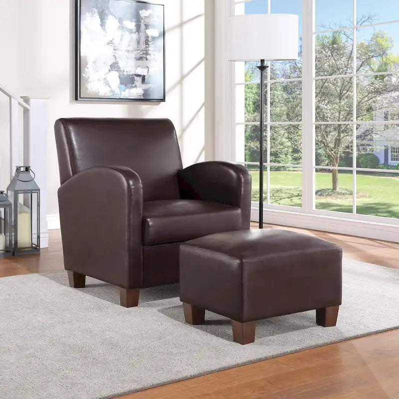 Fauteuil et pouf Aiden avec pieds espresso