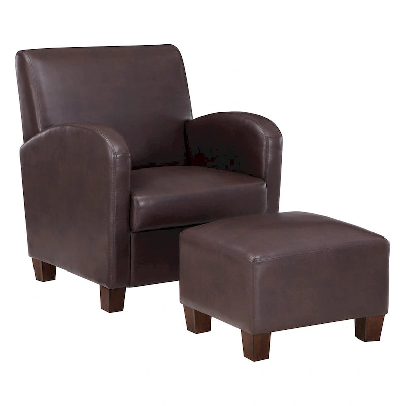Fauteuil et pouf Aiden avec pieds espresso