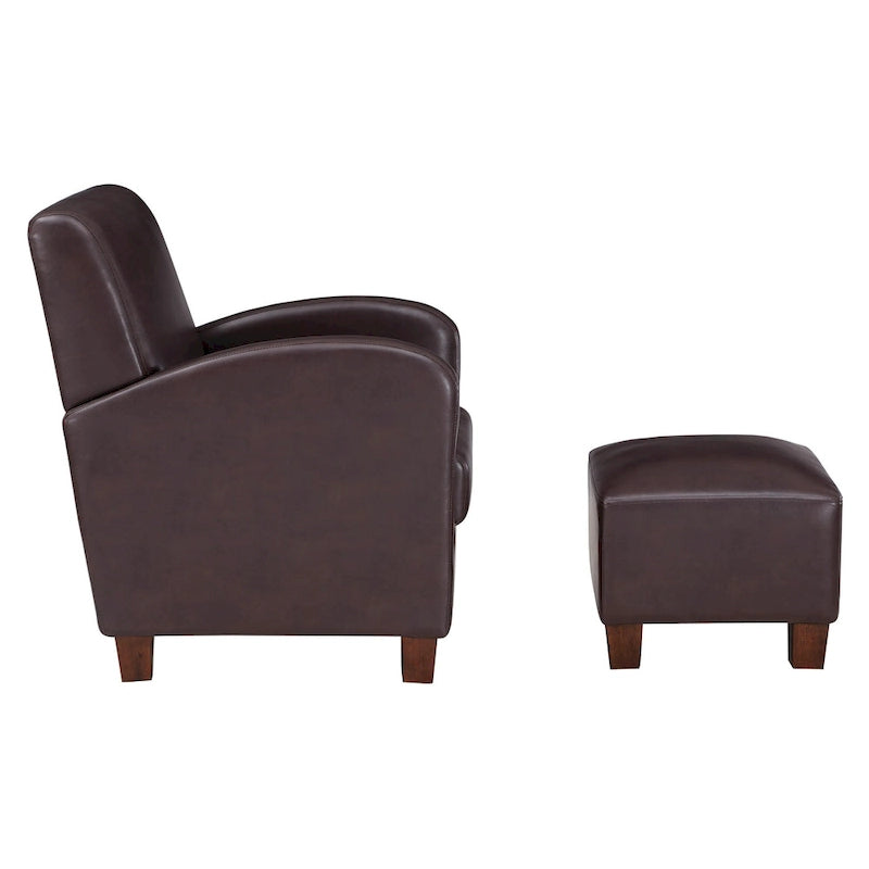 Fauteuil et pouf Aiden avec pieds espresso