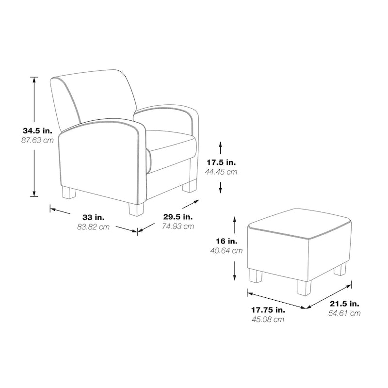 Fauteuil et pouf Aiden avec pieds espresso