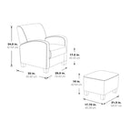 Fauteuil et pouf Aiden avec pieds espresso