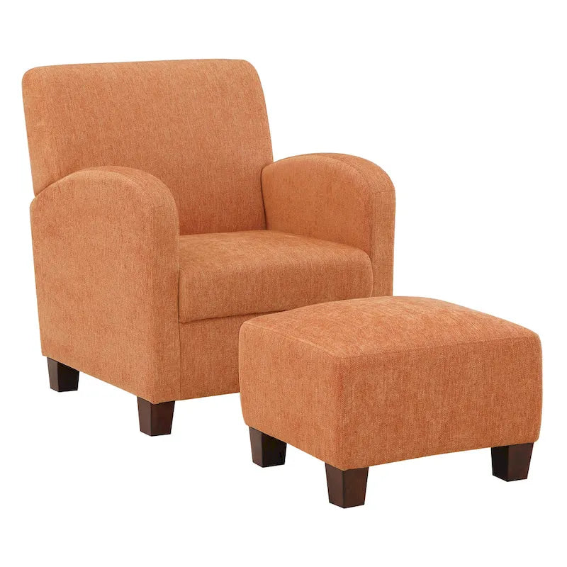 Fauteuil et pouf Aiden avec pieds espresso