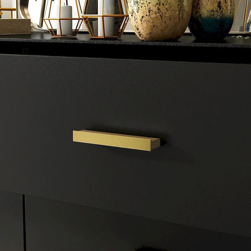 FUFU&GAGA Commode double 6 tiroirs de 47,2 po de largeur, rangement de commode laquée