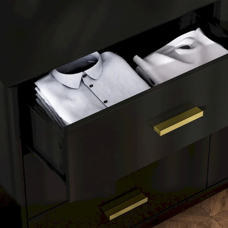 FUFU&GAGA Commode double 6 tiroirs de 47,2 po de largeur, rangement de commode laquée