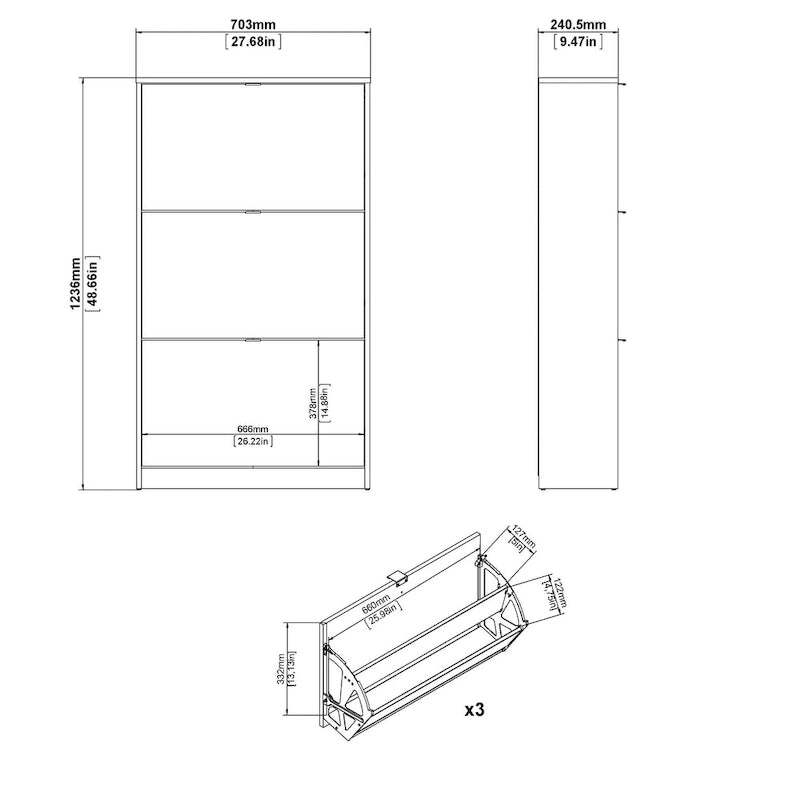 Meuble à chaussures 3 tiroirs style scandinave Cambria