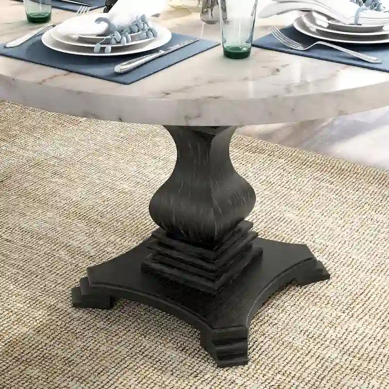 Table à manger sur pied de 48 pouces Brec Rustic White de Furniture of America