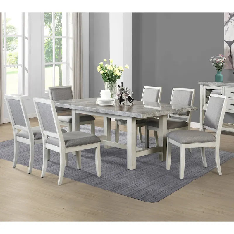 Steve Silver Cardella Marble Top 7-Piece Dining Set
