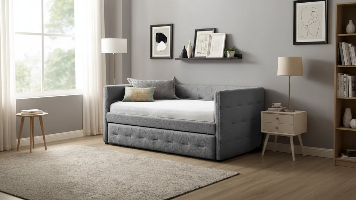Corvus Somme Tufted Upholstered Daybed with Trundle
