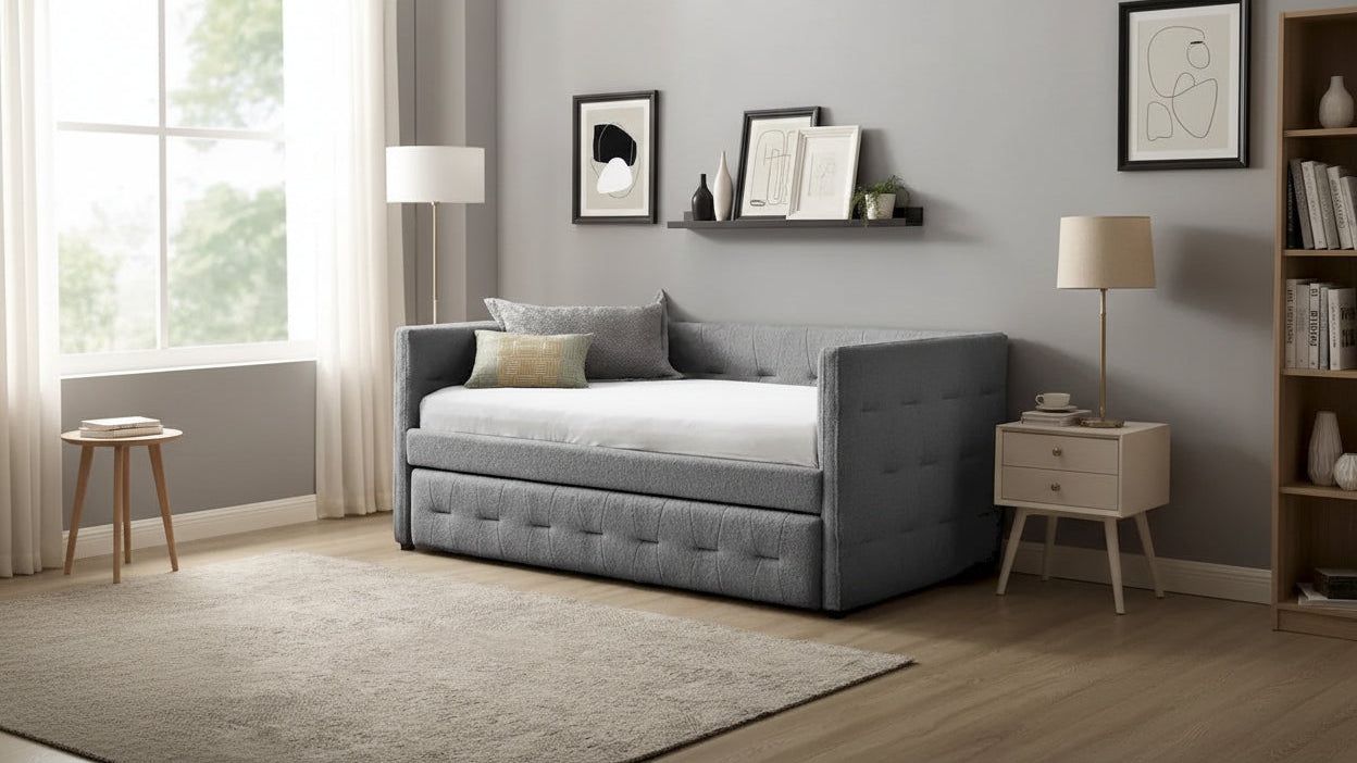 Corvus Somme Tufted Upholstered Daybed with Trundle