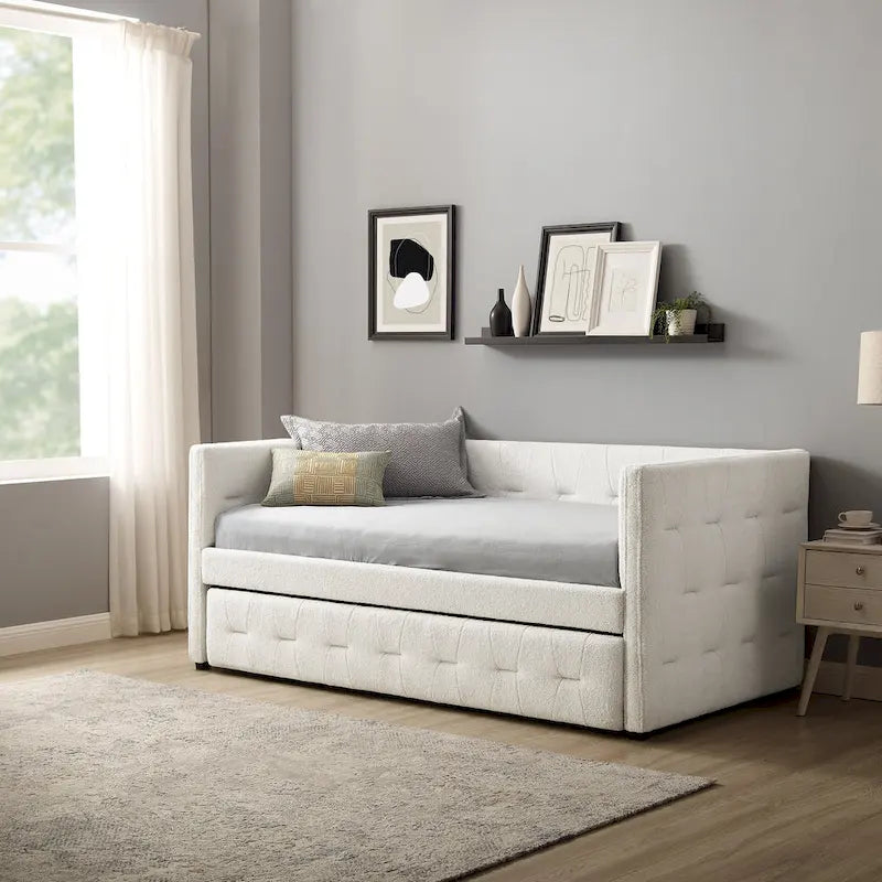 Lit de repos capitonné Corvus Somme avec lit gigogne