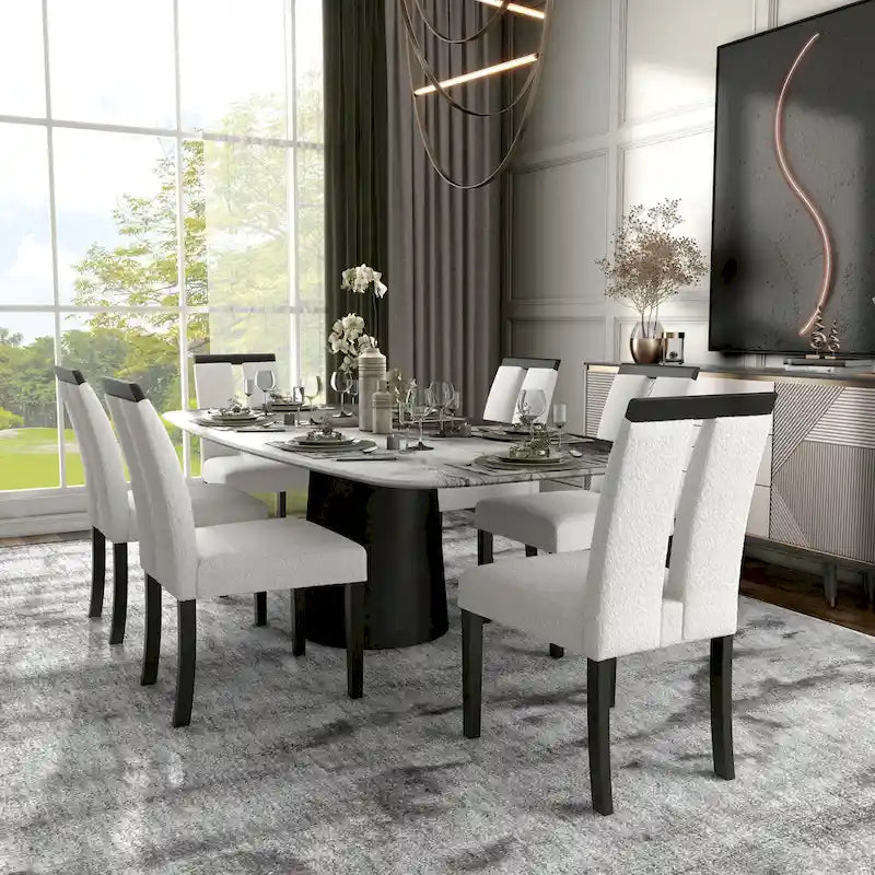 Chaises de salle à manger rembourrées Lumina Modern White