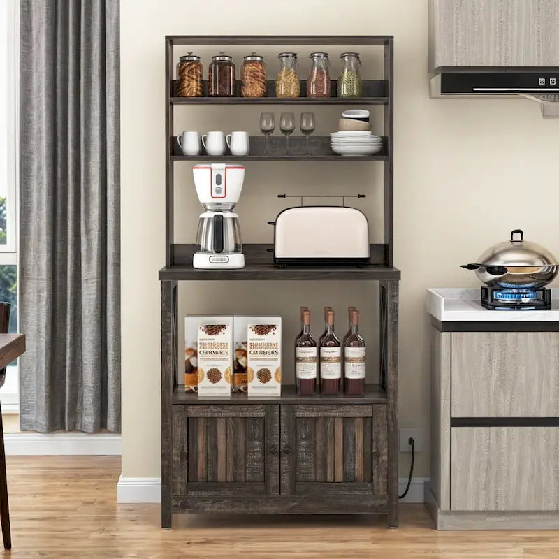 Étagère de cuisine à 5 niveaux avec étagères de rangement, support de four à micro-ondes, organisateur d'étagère de cuisine