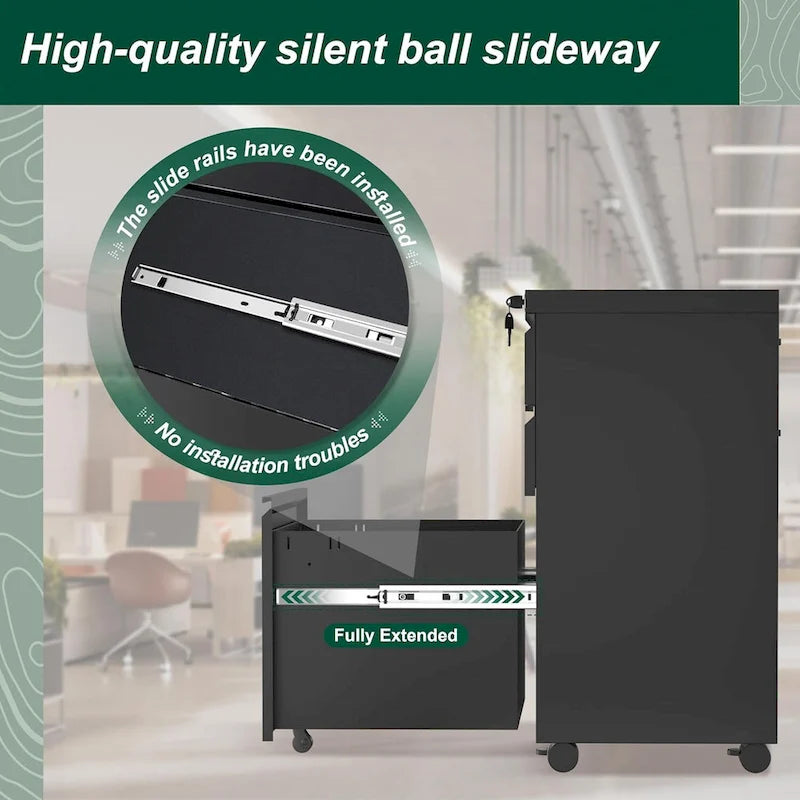 Classeur mobile/vertical à 3 tiroirs pour bureau à domicile