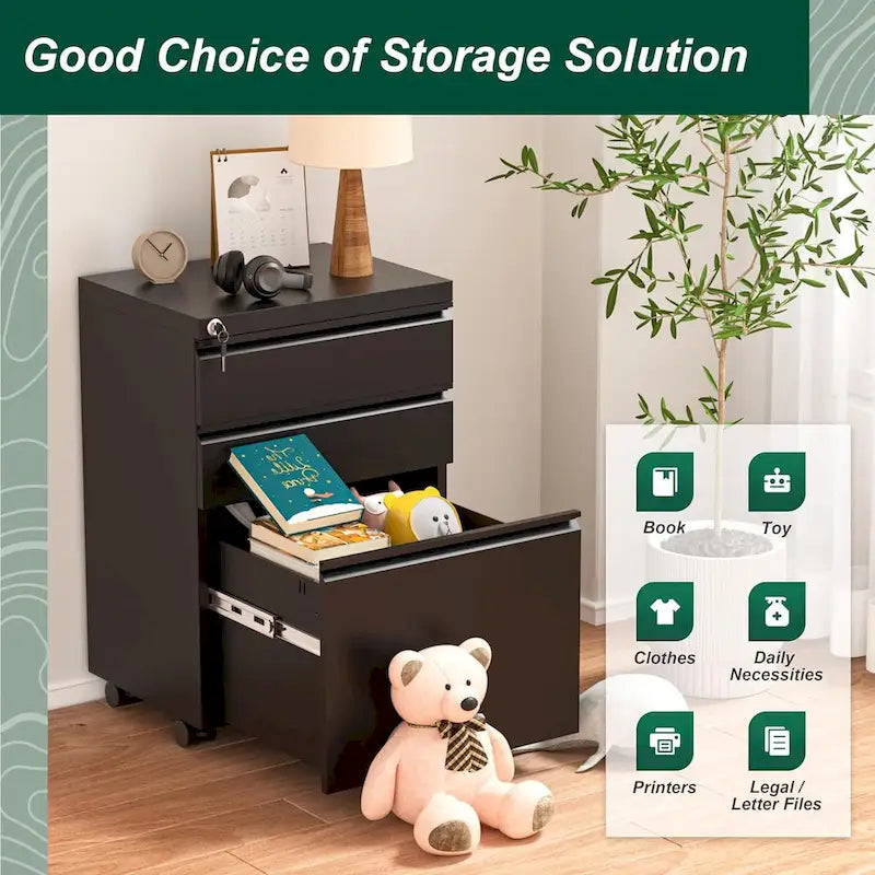 Classeur mobile/vertical à 3 tiroirs pour bureau à domicile