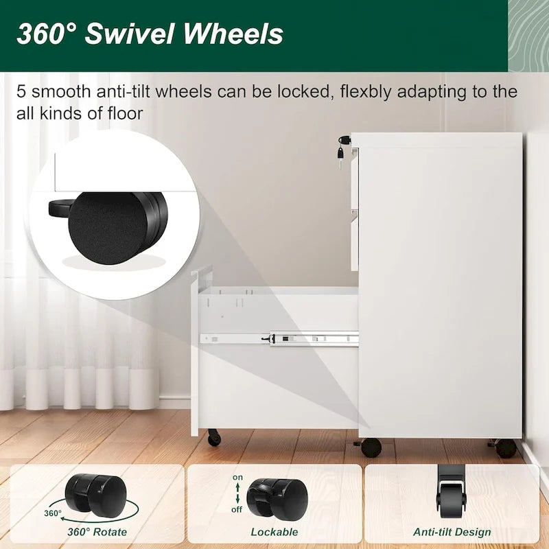 Classeur mobile/vertical à 3 tiroirs pour bureau à domicile