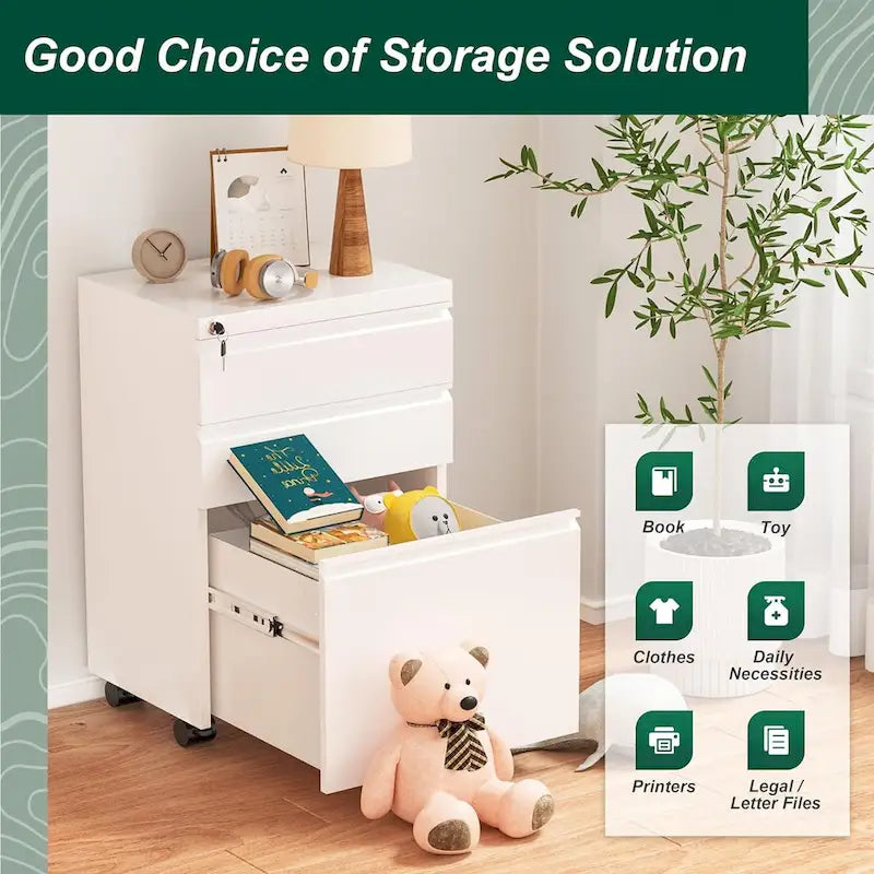 Classeur mobile/vertical à 3 tiroirs pour bureau à domicile