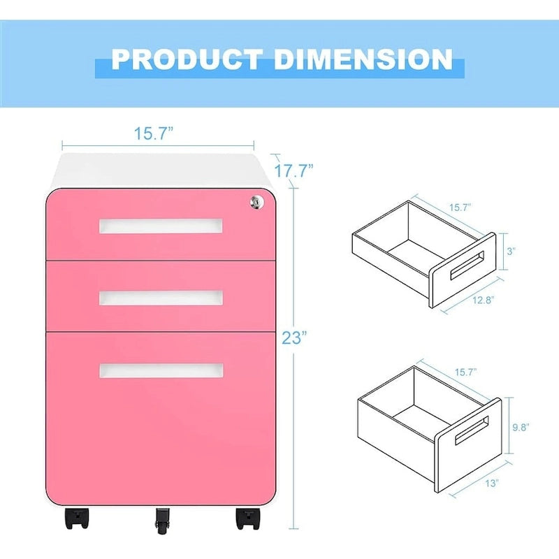Classeur mobile/vertical à 3 tiroirs pour bureau à domicile