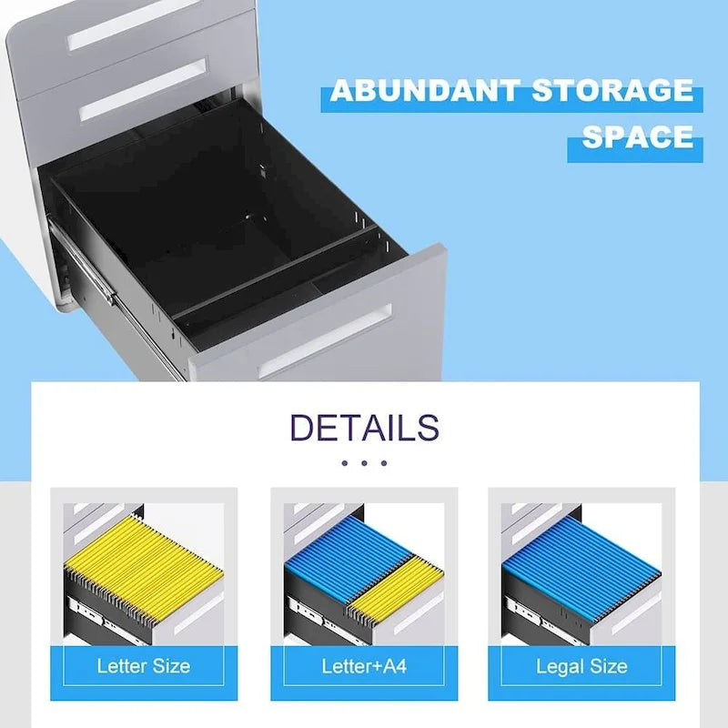 Classeur mobile/vertical à 3 tiroirs pour bureau à domicile