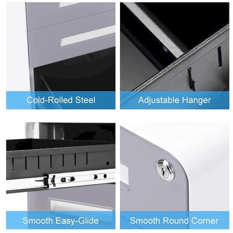 Classeur mobile/vertical à 3 tiroirs pour bureau à domicile