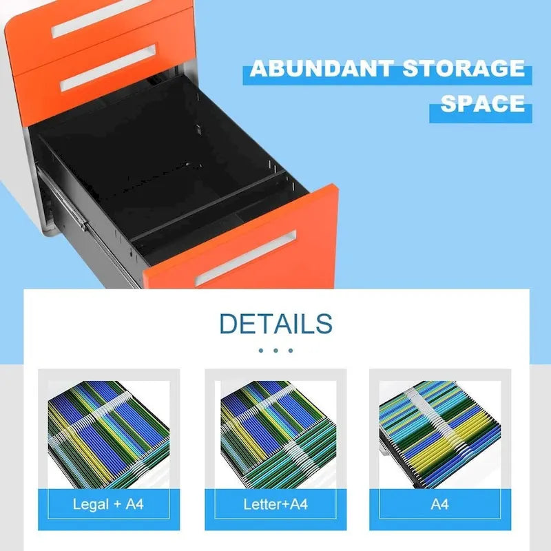 Classeur mobile/vertical à 3 tiroirs pour bureau à domicile