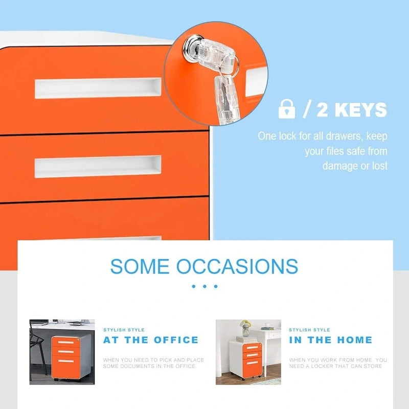 Classeur mobile/vertical à 3 tiroirs pour bureau à domicile