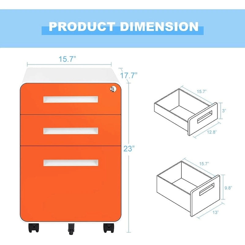 Classeur mobile/vertical à 3 tiroirs pour bureau à domicile